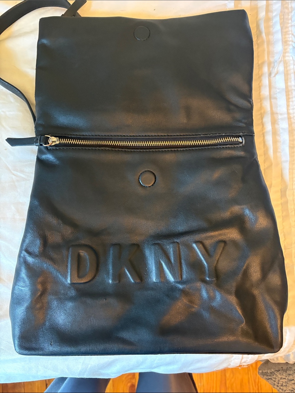 DKNY Black Embossed Logo Leather backpack